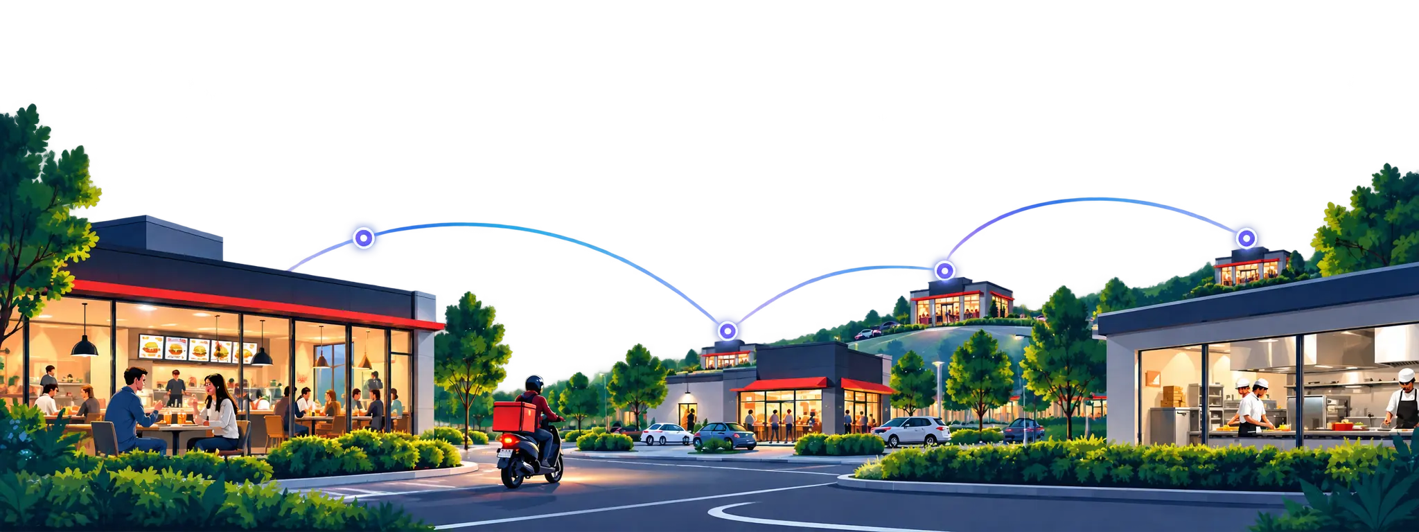 Connected QSR stores feeding live data into StoreShield's network intelligence